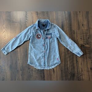 COOGI Kids Chambray Patch Button Down Shirt Size 8/10